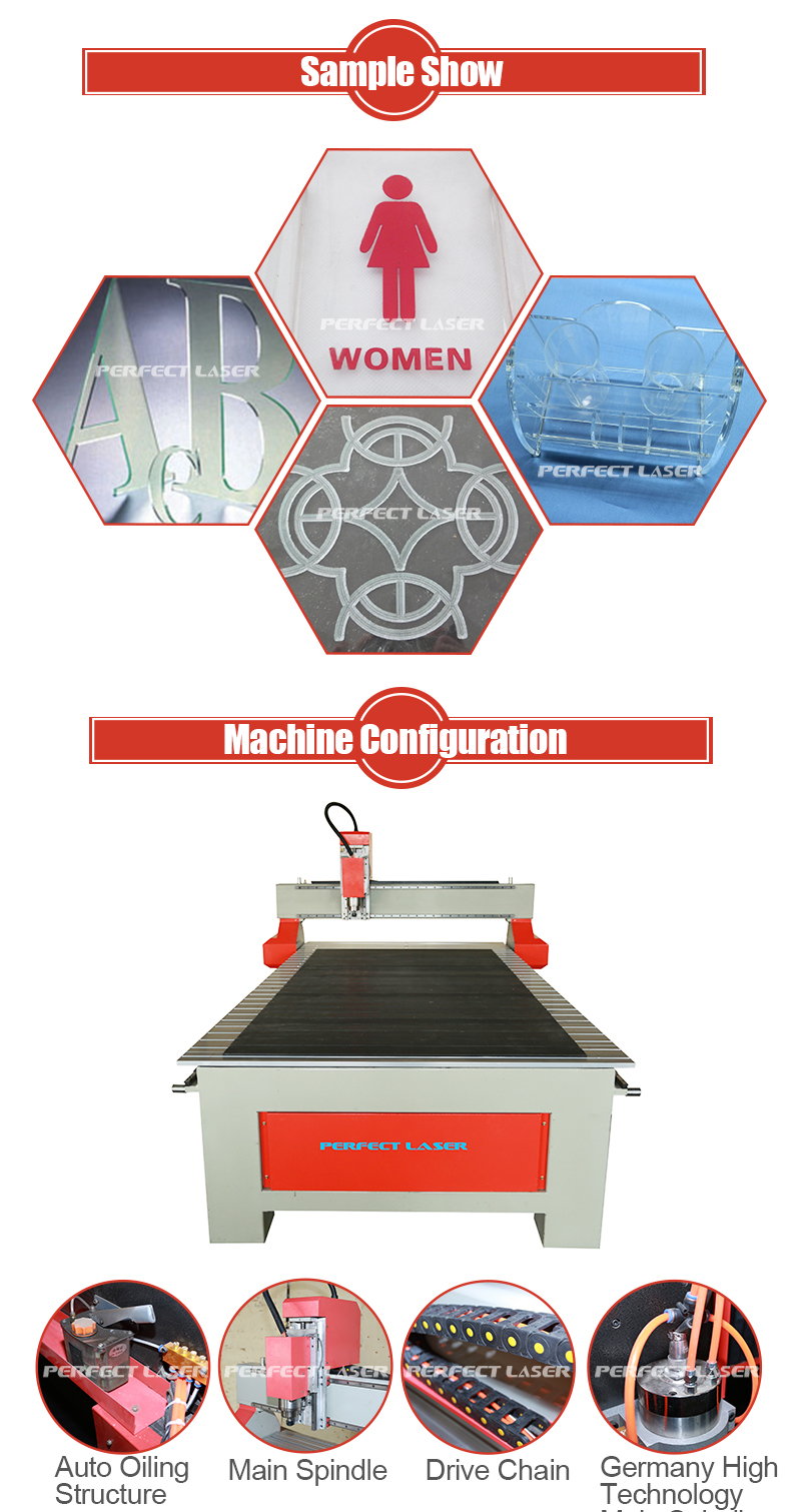 Perfect Laser 3 axis 1212 CNC router cutting machine for Ads industry